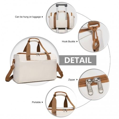 Kono Spacious Travel Storage Bag Handbag - Cream | Large Capacity, Versatile & Stylish