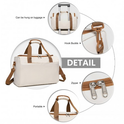 Kono Spacious Travel Storage Bag Handbag - Cream | Large Capacity, Versatile & Stylish
