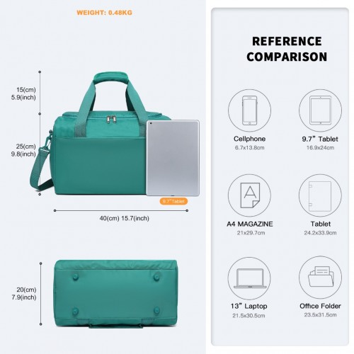 Kono Spacious Travel Storage Bag Handbag - Teal | Large Capacity & Versatile Travel Companion