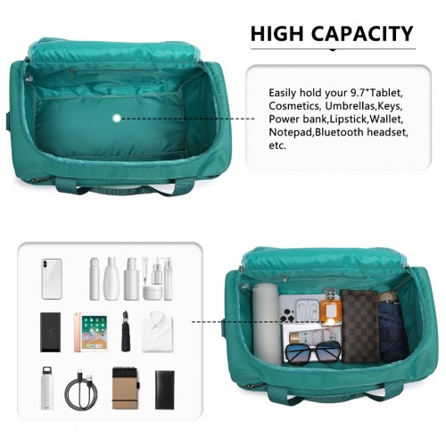 Kono Spacious Travel Storage Bag Handbag - Teal | Large Capacity & Versatile Travel Companion