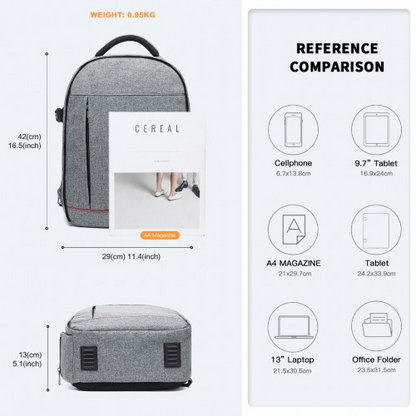 Kono Water Resistant Shockproof DSLR Camera Backpack - Light Grey