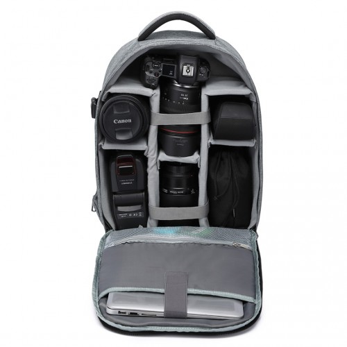 Kono Water Resistant Shockproof DSLR Camera Backpack - Light Grey