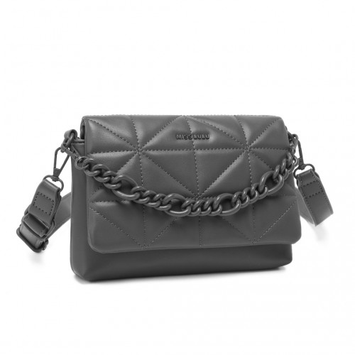 Miss Lulu Chic Quilted Shoulder Bag With Chain Strap - Grey | Elegant & Stylish Handbag
