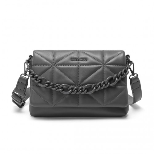 Miss Lulu Chic Quilted Shoulder Bag With Chain Strap - Grey | Elegant & Stylish Handbag