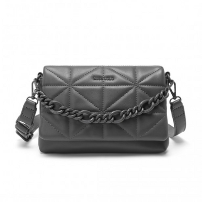 Miss Lulu Chic Quilted Shoulder Bag With Chain Strap - Grey | Elegant & Stylish Handbag