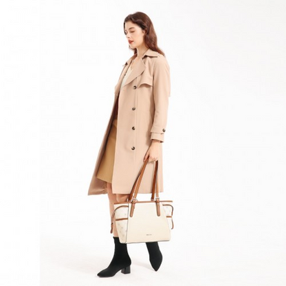 Miss Lulu Elegant Tote Bag in Beige and Brown with Monogram Pattern – Stylish & Functional Handbag