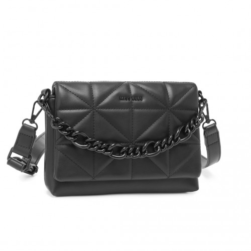 Miss Lulu Chic Quilted Shoulder Bag with Chain Strap - Black | Elegant & Stylish Handbag for Women