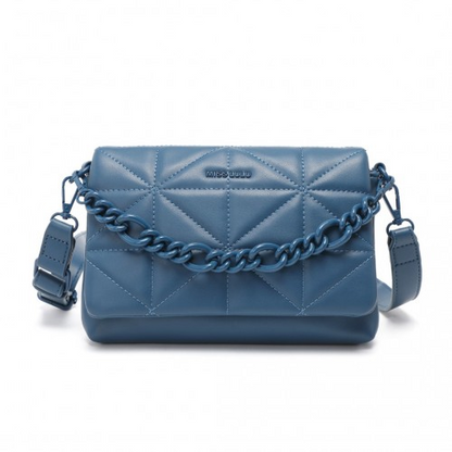 Miss Lulu Chic Quilted Shoulder Bag With Chain Strap - Blue | Elegant & Stylish Women's Handbag