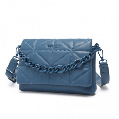 Miss Lulu Chic Quilted Shoulder Bag With Chain Strap - Blue | Elegant & Stylish Women's Handbag