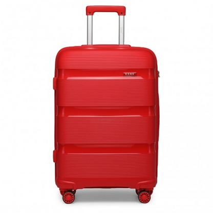 Kono 24 Inch Bright Red Hard Shell PP Suitcase - Classic Collection - Lightweight & Durable Travel Luggage