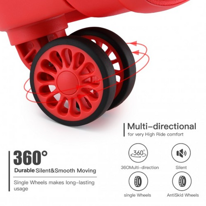 Kono 24 Inch Bright Red Hard Shell PP Suitcase - Classic Collection - Lightweight & Durable Travel Luggage