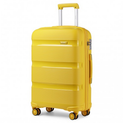 Kono 24 Inch Bright Hard Shell PP Suitcase - Classic Collection - Yellow