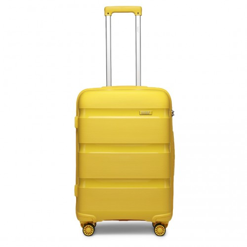 Kono 24 Inch Bright Hard Shell PP Suitcase - Classic Collection - Yellow