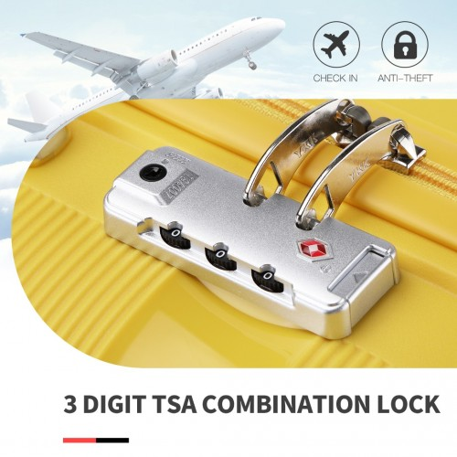 Kono 24 Inch Bright Hard Shell PP Suitcase - Classic Collection - Yellow