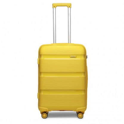 Kono 20 Inch Bright Yellow Hard Shell PP Carry-On Suitcase - Cabin Size