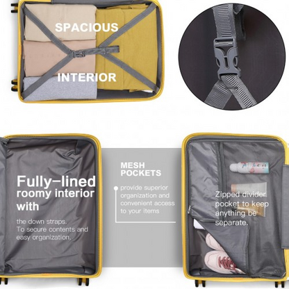 Kono 20 Inch Bright Yellow Hard Shell PP Carry-On Suitcase - Cabin Size