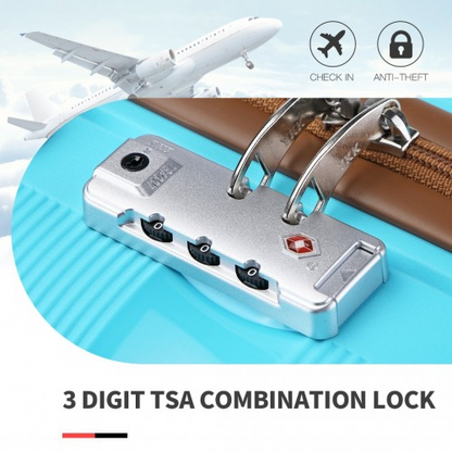 Kono Classic Collection 24 Inch Bright Hard Shell PP Suitcase - Blue and Brown