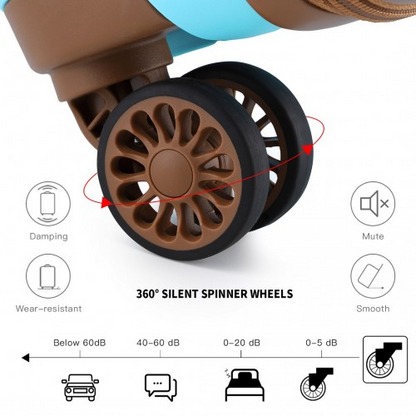 Kono Classic Collection 24 Inch Bright Hard Shell PP Suitcase - Blue and Brown