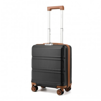 Kono ABS 16" Sculpted Horizontal Design Cabin Luggage - Black & Brown | Travel in Style