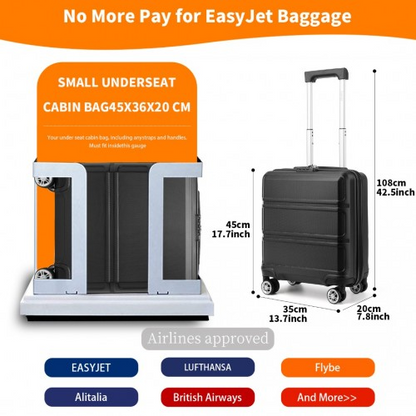 KONO ABS 16 Inch Sculpted Horizontal Design Cabin Luggage - Black