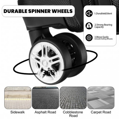 KONO ABS 16 Inch Sculpted Horizontal Design Cabin Luggage - Black