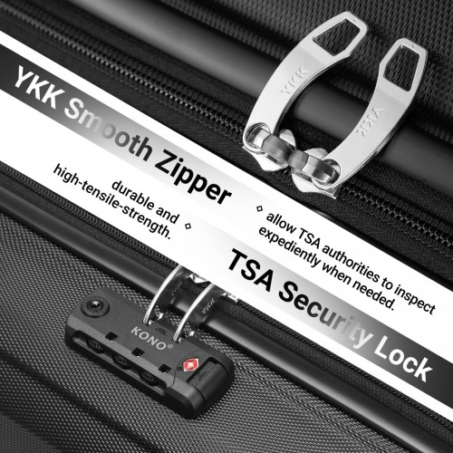 KONO ABS 16 Inch Sculpted Horizontal Design Cabin Luggage - Black