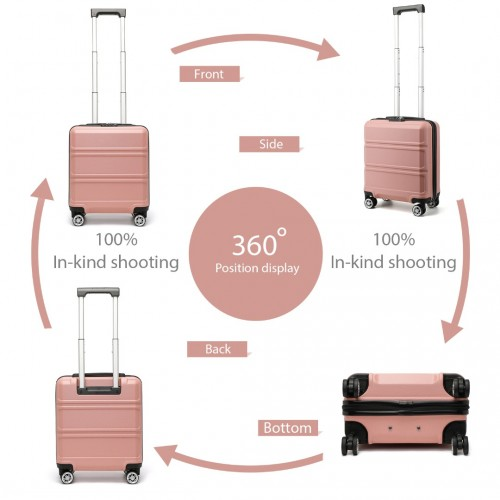 Kono 16 Inch ABS Sculpted Horizontal Design Cabin Luggage - Nude