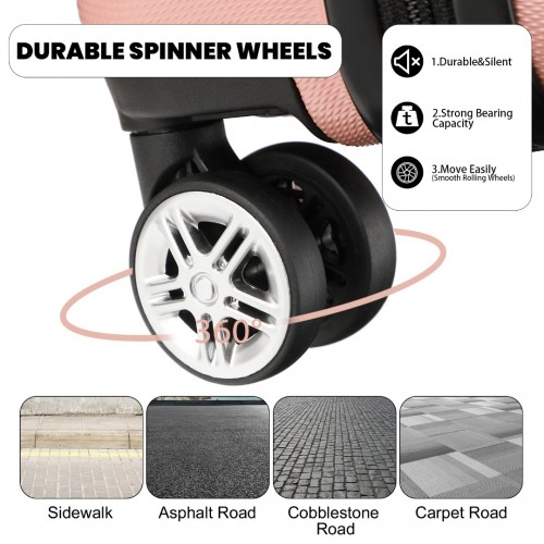 Kono 16 Inch ABS Sculpted Horizontal Design Cabin Luggage - Nude