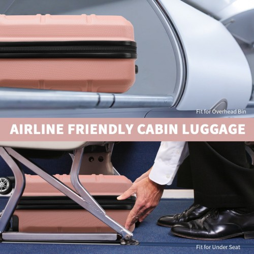 Kono 16 Inch ABS Sculpted Horizontal Design Cabin Luggage - Nude