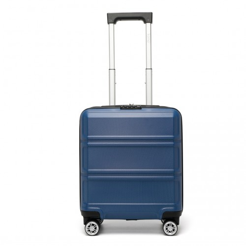 Kono ABS 16 Inch Sculpted Horizontal Design Cabin Luggage - Navy