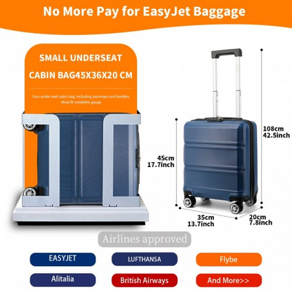 Kono ABS 16 Inch Sculpted Horizontal Design Cabin Luggage - Navy