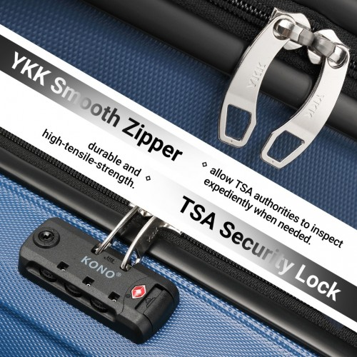 Kono ABS 16 Inch Sculpted Horizontal Design Cabin Luggage - Navy