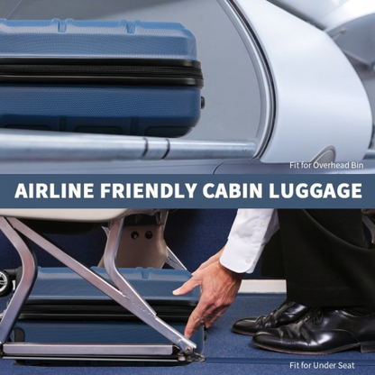 Kono ABS 16 Inch Sculpted Horizontal Design Cabin Luggage - Navy