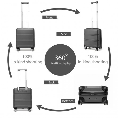 Kono ABS 16 Inch Sculpted Horizontal Design Cabin Luggage - Grey | Durable & Stylish Travel Companion