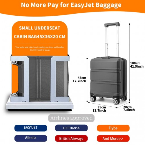 Kono ABS 16 Inch Sculpted Horizontal Design Cabin Luggage - Grey | Durable & Stylish Travel Companion