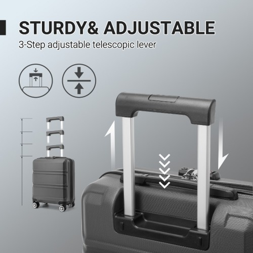 Kono ABS 16 Inch Sculpted Horizontal Design Cabin Luggage - Grey | Durable & Stylish Travel Companion