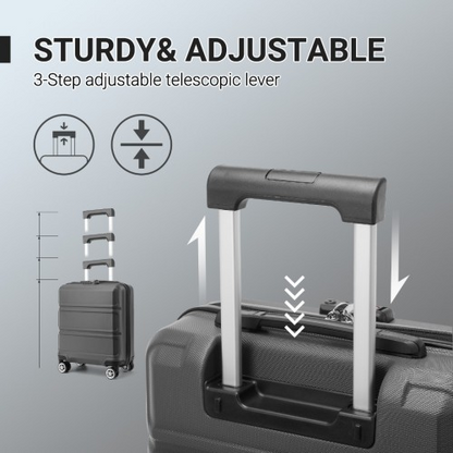 Kono ABS 16 Inch Sculpted Horizontal Design Cabin Luggage - Grey | Durable & Stylish Travel Companion