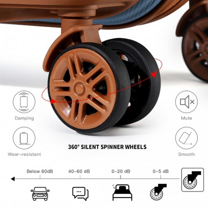 Kono ABS 24 Inch Sculpted Horizontal Design Suitcase - Grayish Blue And Brown