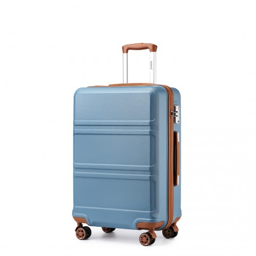 Kono ABS 20 Inch Sculpted Horizontal Design Cabin Luggage - Grayish Blue And Brown