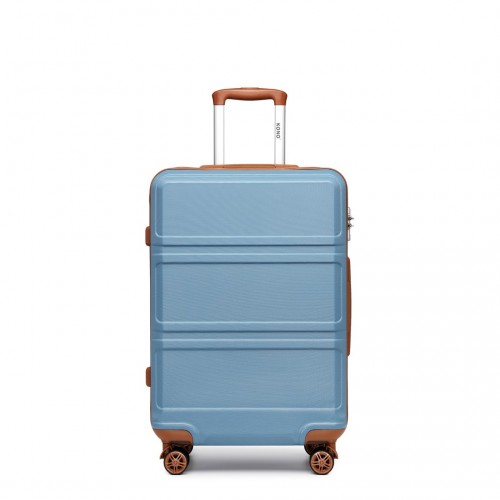 Kono ABS 20 Inch Sculpted Horizontal Design Cabin Luggage - Grayish Blue And Brown