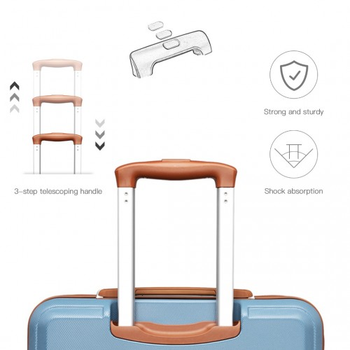 K1871-1L - Kono ABS 28 Inch Sculpted Horizontal Design Suitcase - Grayish Blue And Brown