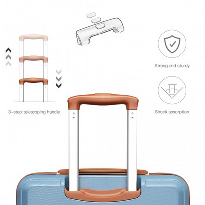 K1871-1L - Kono ABS 28 Inch Sculpted Horizontal Design Suitcase - Grayish Blue And Brown