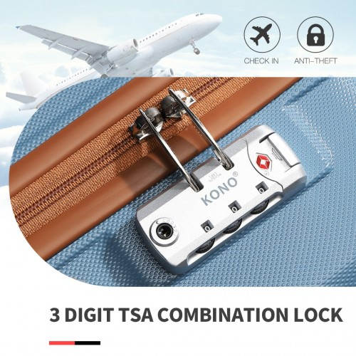 K1871-1L - Kono ABS 28 Inch Sculpted Horizontal Design Suitcase - Grayish Blue And Brown