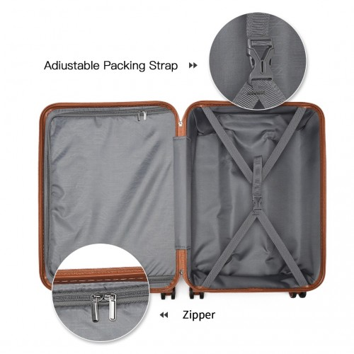 K1871-1L - Kono ABS 28 Inch Sculpted Horizontal Design Suitcase - Grayish Blue And Brown