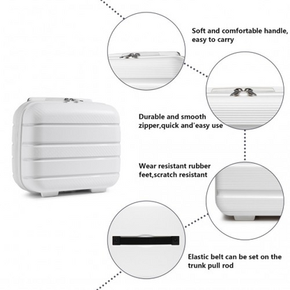 K2091L - Kono Multi Texture Hard Shell PP Suitcase With TSA Lock And Vanity Case 4 Pieces Set - Classic Collection - White