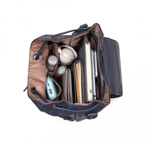 Miss Lulu Skull Studded Backpack Shoulder Bag - Navy | Stylish & Versatile