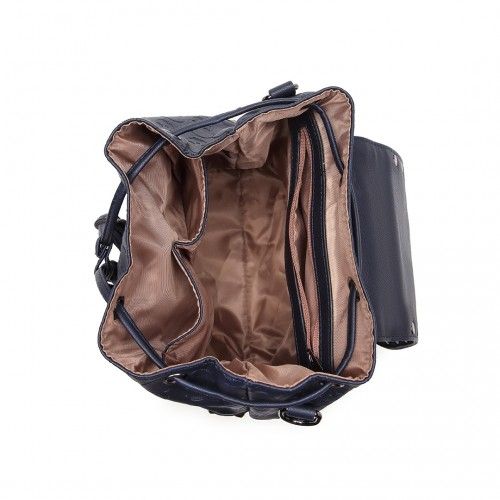 Miss Lulu Skull Studded Backpack Shoulder Bag - Navy | Stylish & Versatile