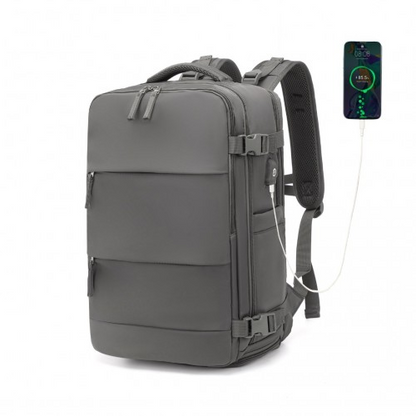 Kono Grey Multi-Functional Travel Backpack with USB Charging Port and Shoe Compartment