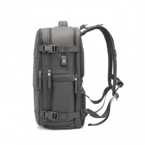 Kono Grey Multi-Functional Travel Backpack with USB Charging Port and Shoe Compartment