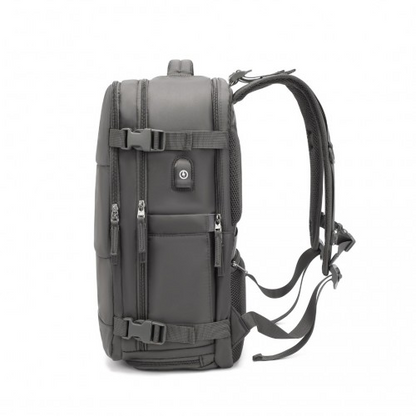 Kono Grey Multi-Functional Travel Backpack with USB Charging Port and Shoe Compartment